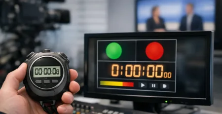 Broadcast Stopwatch Display im Sendebetrieb