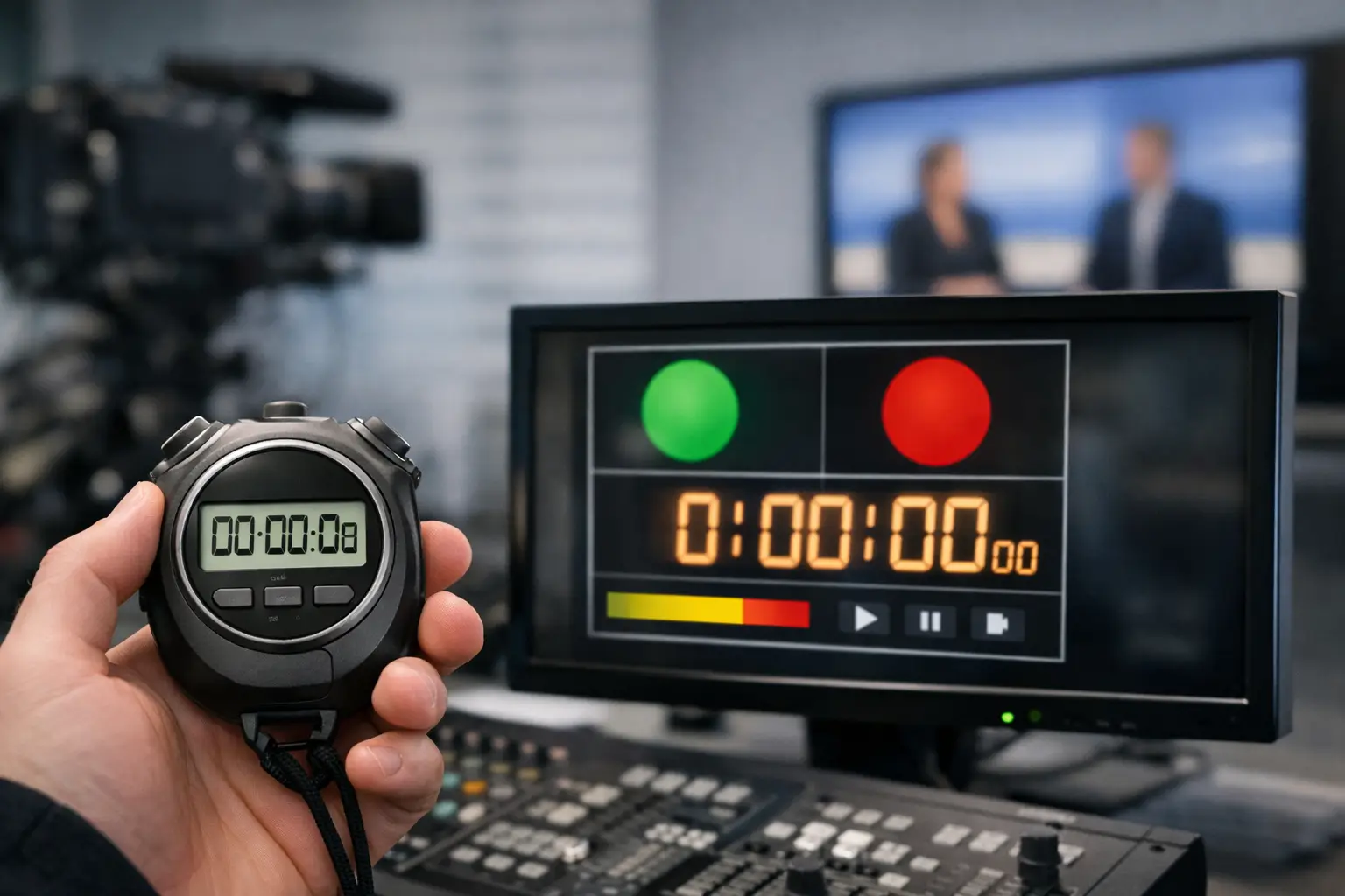 Broadcast Stopwatch Display im Sendebetrieb