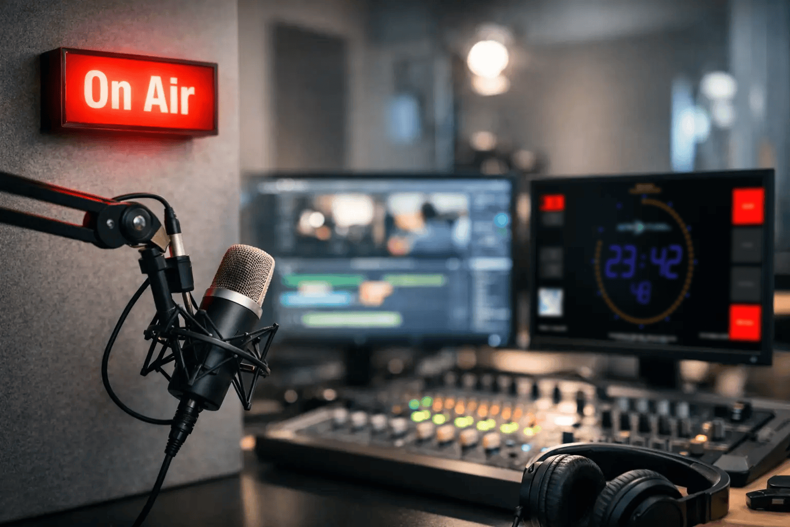 What Is an On Air Screen in a Broadcast Studio?