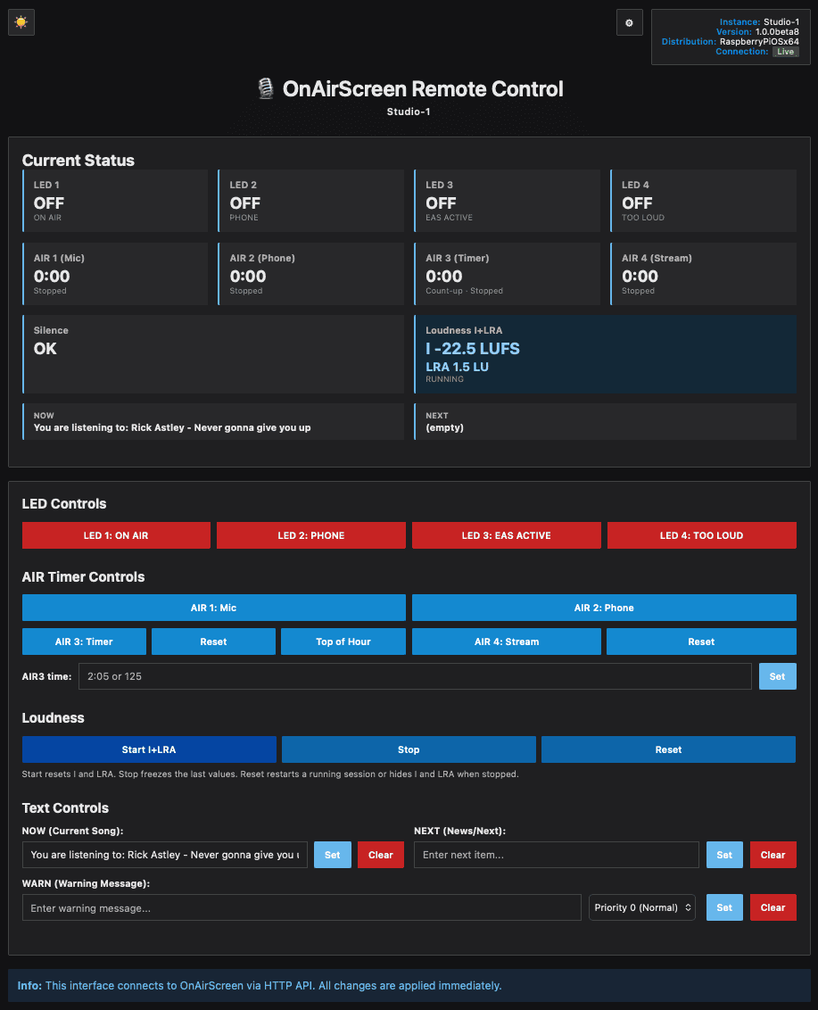 OnAirScreen Web UI